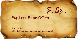 Pupics Szonóra névjegykártya